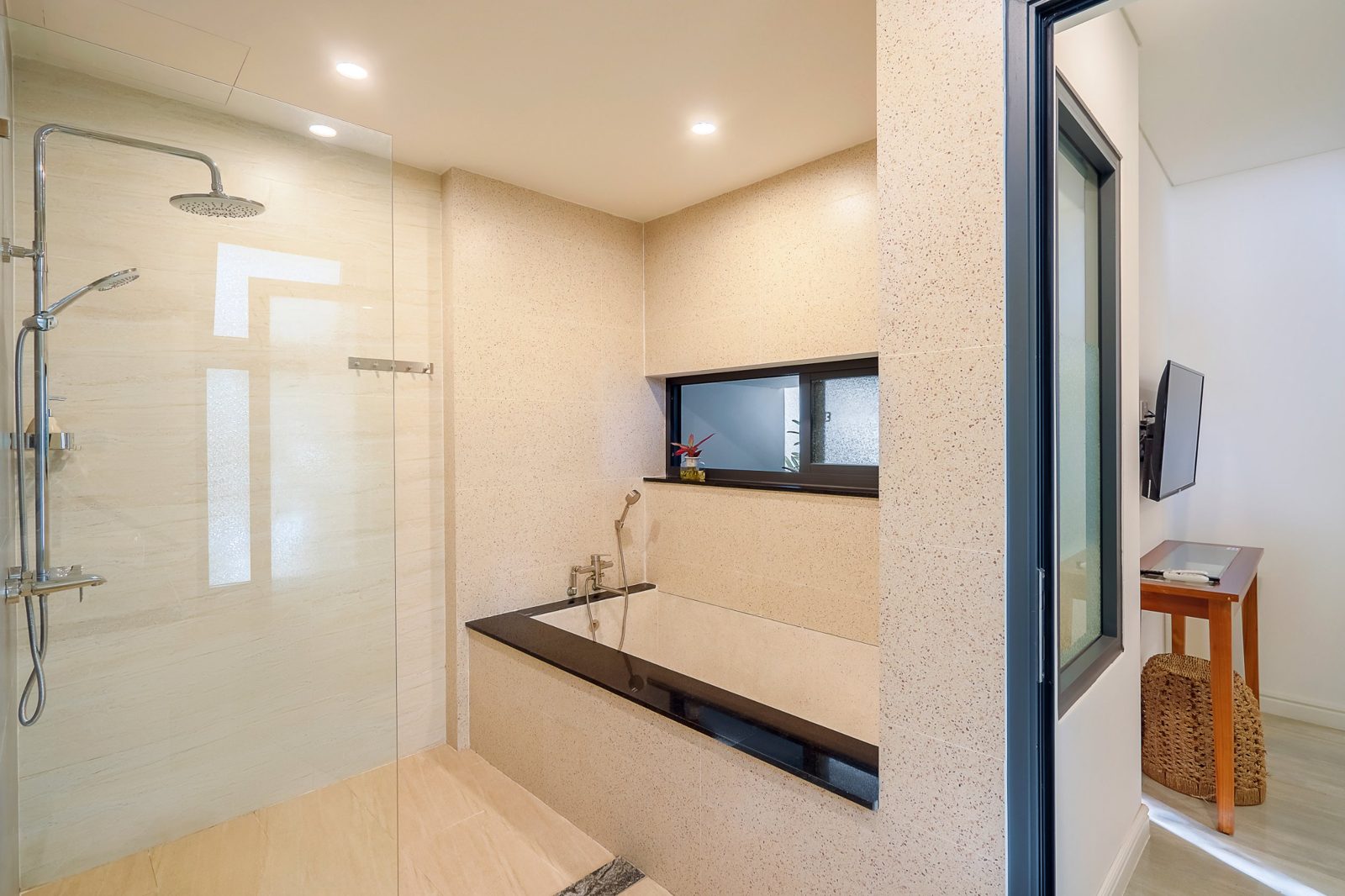 Bathroom with a built-in bathtub